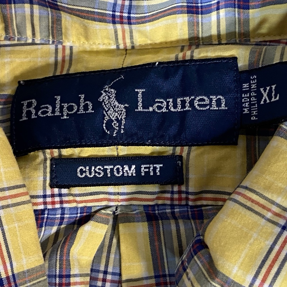 Ralph Lauren Men's Navy Yellow Plaid Classic Dress Shirt Pony X-Large - Picture 2 of 9